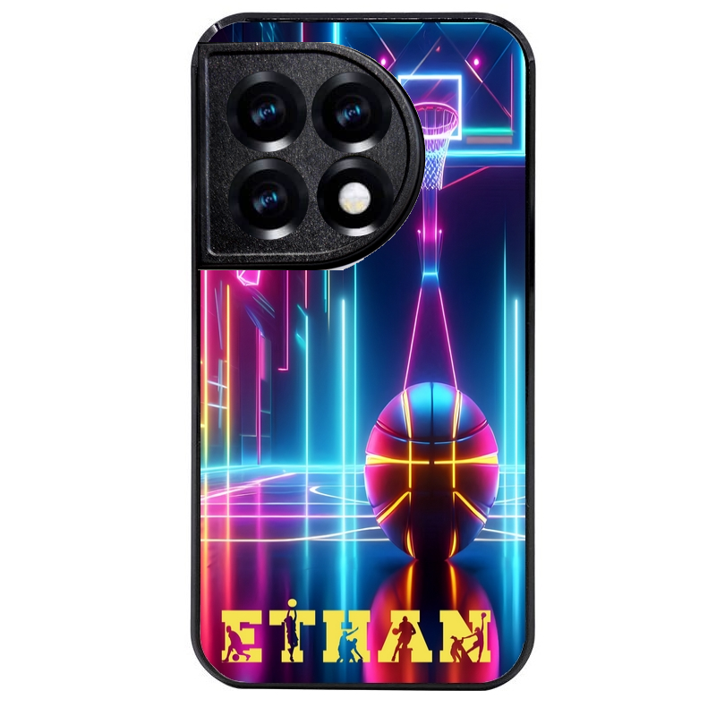 Coque noire taperso pour OnePlus 11 et 12 avec motif basket electro personnalisee protection antichoc personnalisée