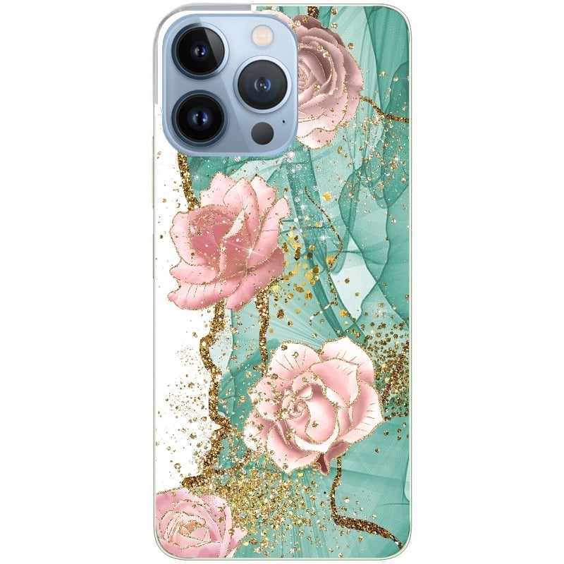 Coque taperso pour Iphone 11 et PRO PRO MAX avec motif marbre fleur turquoise protection antichoc personnalisée