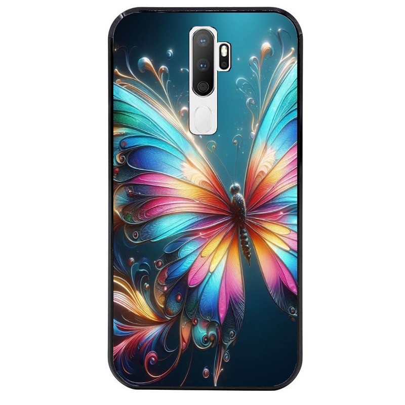 Coque noire taperso pour OPPO A5 A9 2020 avec motif papillon arc protection antichoc personnalisée