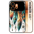 Coque noire taperso pour Honor 600 et 600 PRO avec motif plumes et bijoux protection antichoc personnalisée