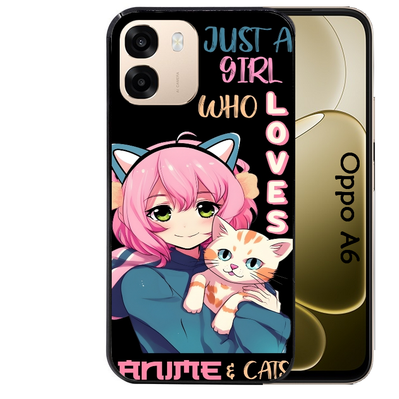 Coque noire taperso pour OPPO A6 A6X 4G et 5G avec motif anime et chat protection antichoc personnalisée