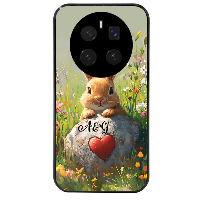 Coque noire taperso pour Magic 7 LITE et PRO avec motif lapin et fleurs personnalisee protection antichoc personnalisée