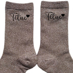 Chaussettes paillettes bronze motif tëtue