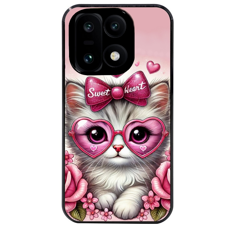 Coque noire taperso pour OnePlus 15 avec motif chat lunettes protection antichoc personnalisée