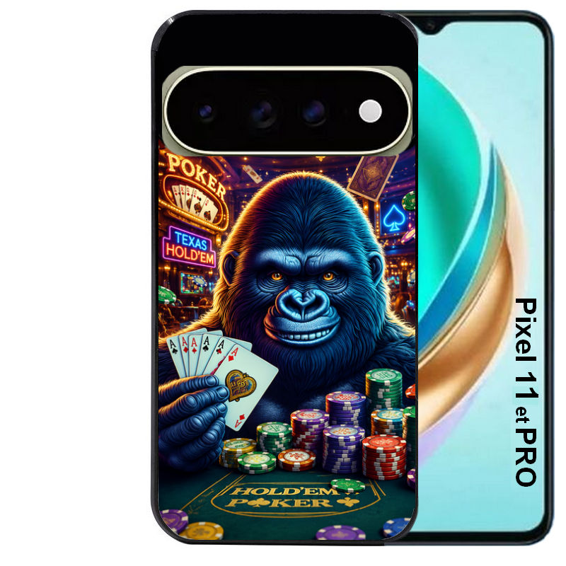 Coque pour Pixel 10 / 11 / PRO / XL poker casino gorille