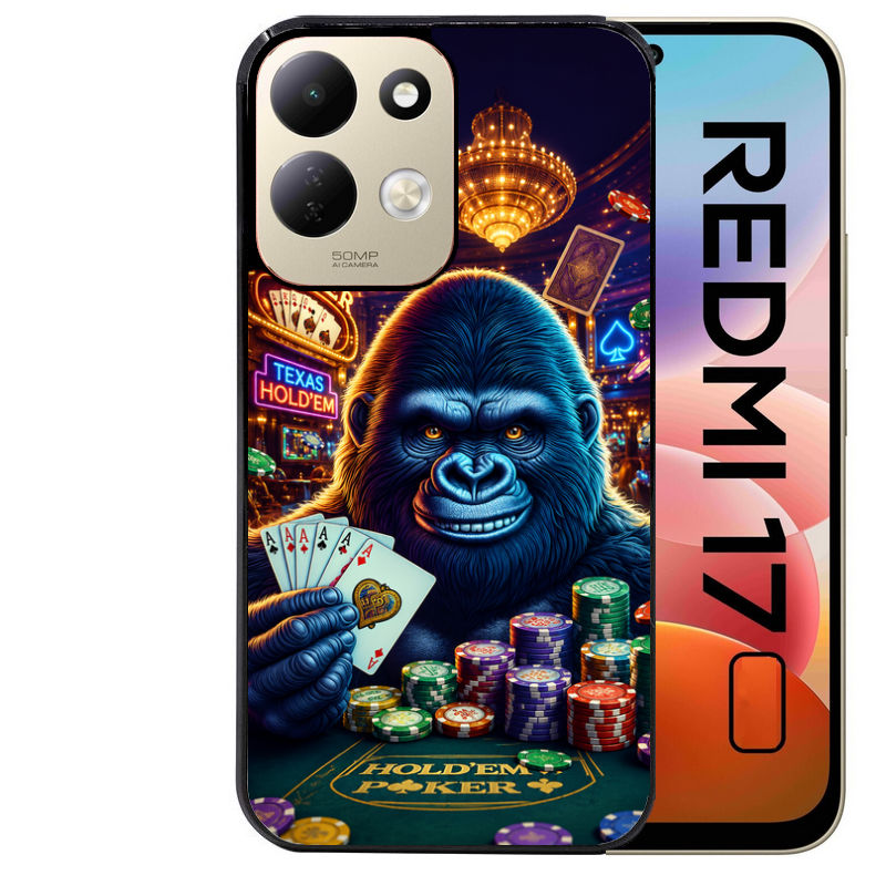 Coque pour Redmi 17 et 17C 4G 5G poker casino gorille