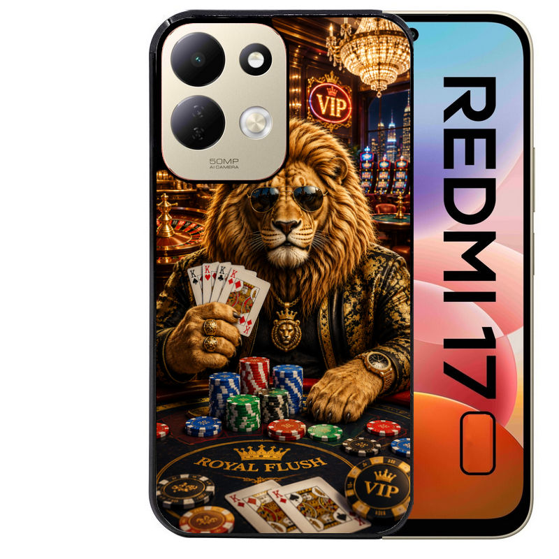 Coque pour Redmi 17 et 17C 4G 5G poker casino lion