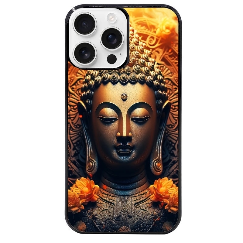 Coque noire taperso pour Iphone 16 16E PLUS MAX PRO avec motif bouddha et fleur protection antichoc personnalisée