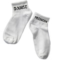 Chaussette courte personnalisée avec votre prénom danse disponible en blanc, rose, vert, jaune, violet et bleu