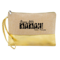 Pochette personnalisée bonne fëte maman en jute et doré en jute et doré