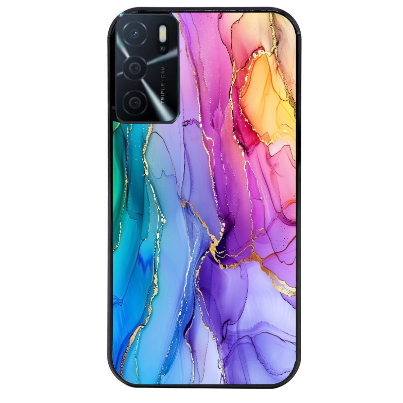 Coque noire taperso pour OPPO A16 et A16S avec motif marbre tie dye protection antichoc personnalisée