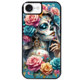 Coque noire taperso pour Iphone 17 17E AIR MAX PRO avec motif tete de mort calavera bleu protection antichoc personnalisée