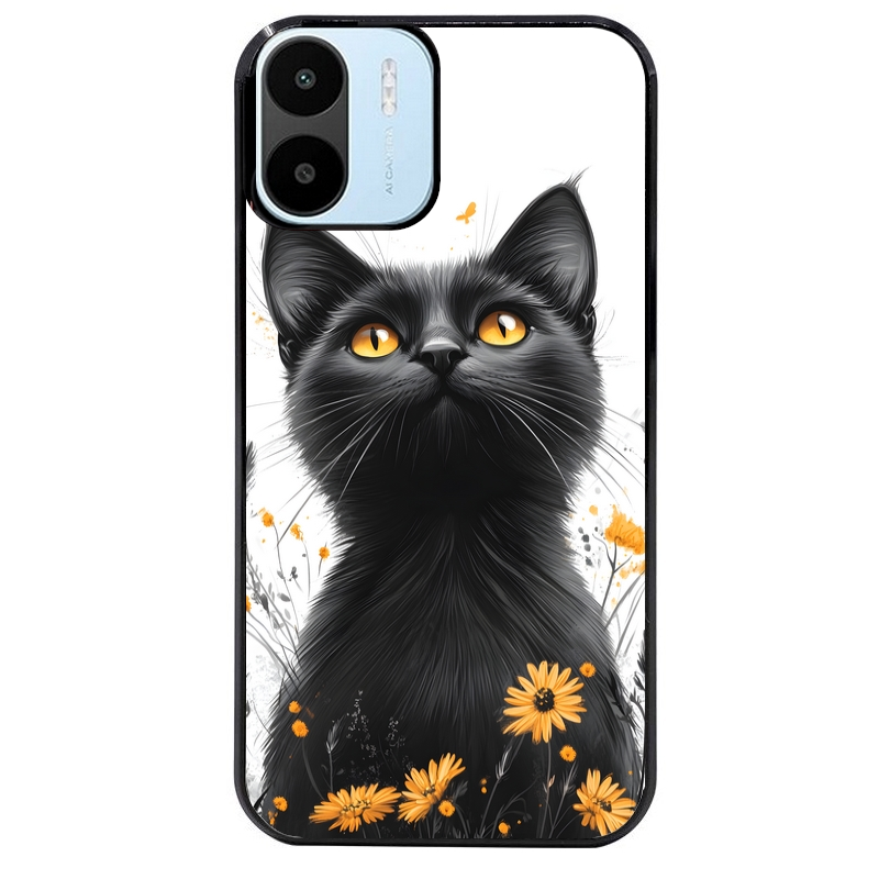 Coque noire taperso pour Redmi A1 et A2 avec motif chat eyes protection antichoc personnalisée