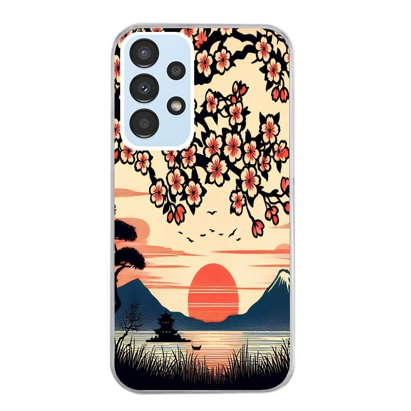 Coque taperso pour Galaxy A13 4G et 5G A23 A53 avec motif japan cerisier protection antichoc personnalisée