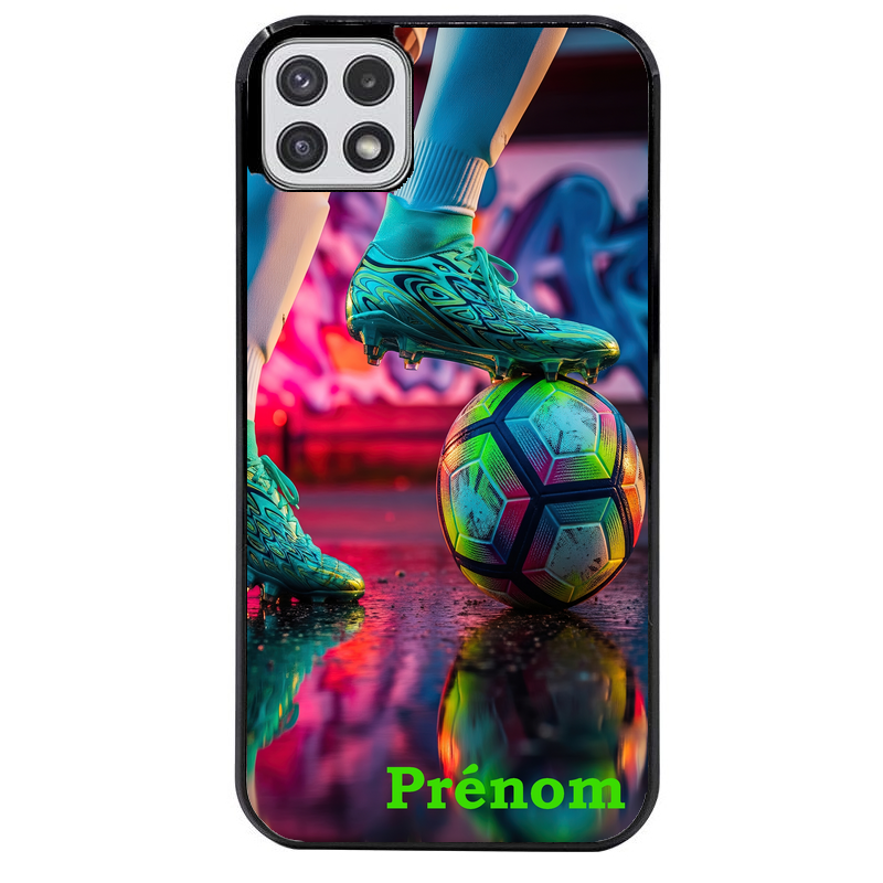 Coque noire taperso pour galaxy A22 A32 A52 A52S 4G 5G  avec motif foot controle personnalisee protection antichoc personnalisée