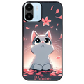Coque noire taperso pour Redmi A1 et A2 avec motif chat anime avec votre prenom protection antichoc personnalisée