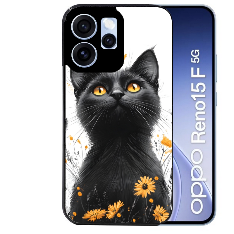 Coque noire taperso pour OPPO Reno 15 et F FS 5G avec motif chat eyes protection antichoc personnalisée