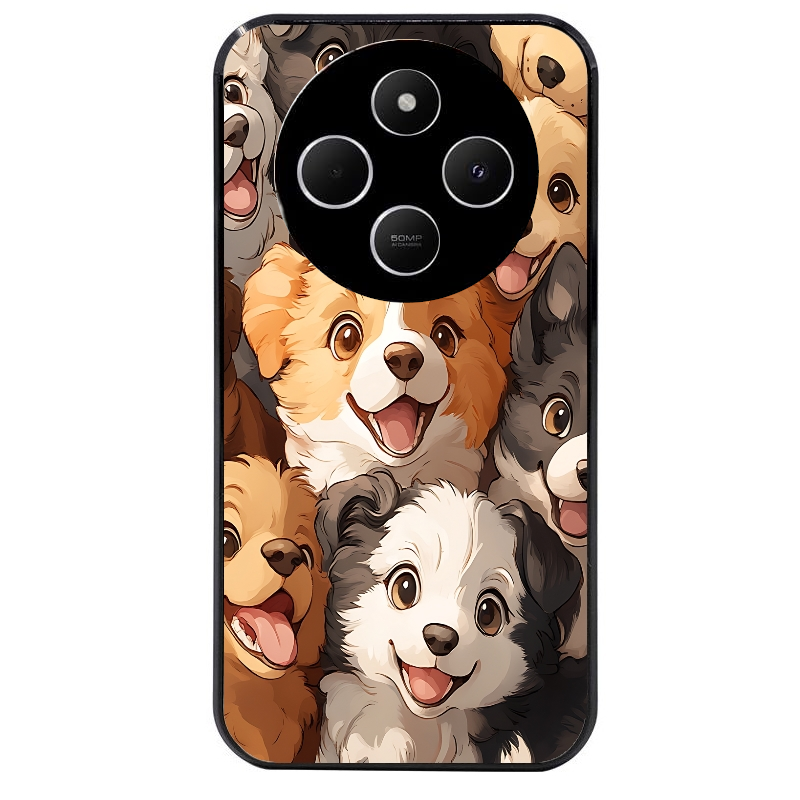 Coque noire taperso pour POCO C75 avec motif chien smile protection antichoc personnalisée