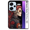 Coque noire taperso pour Redmi Note 13 PRO PLUS 5G avec motif tete de mort rock protection antichoc personnalisée