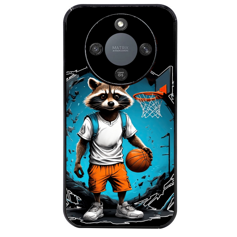Coque noire taperso pour Honor X9A avec motif basket racoon protection antichoc personnalisée