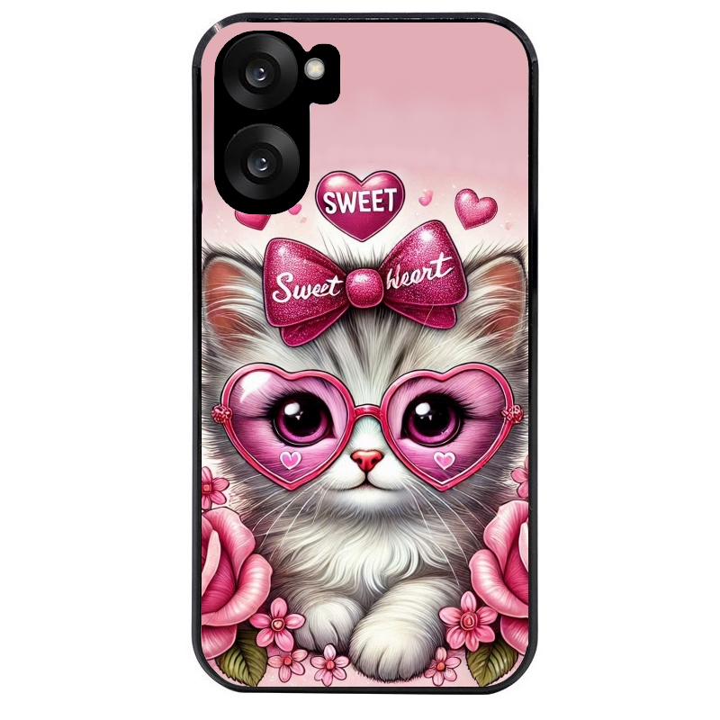Coque noire taperso pour OnePlus Nord CE5 avec motif chat lunettes protection antichoc personnalisée