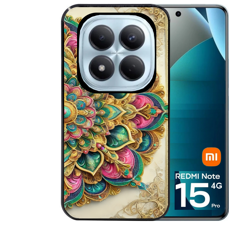 Coque noire taperso pour Redmi Note 15 et PRO PLUS 4G 5G avec motif mandala 3 protection antichoc personnalisée