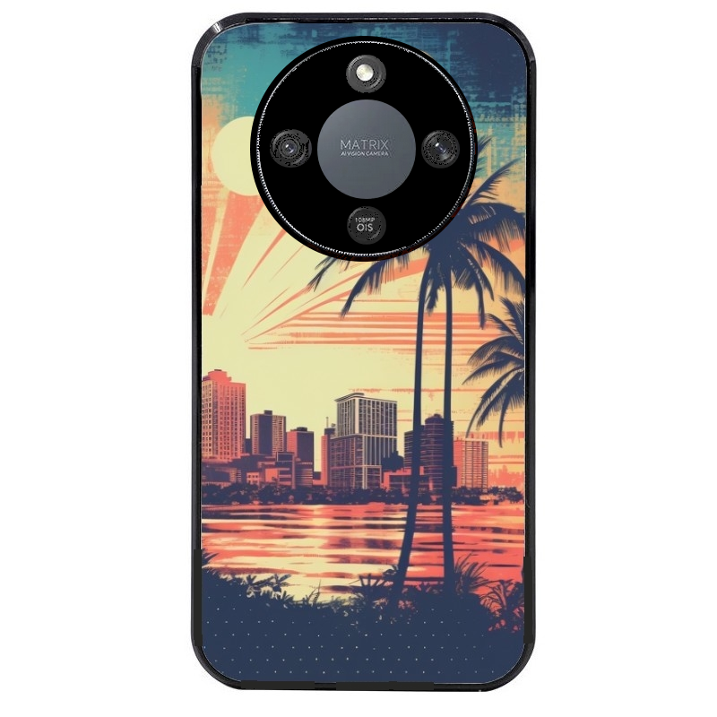 Coque noire taperso pour Honor X9A avec motif hawaii retro protection antichoc personnalisée