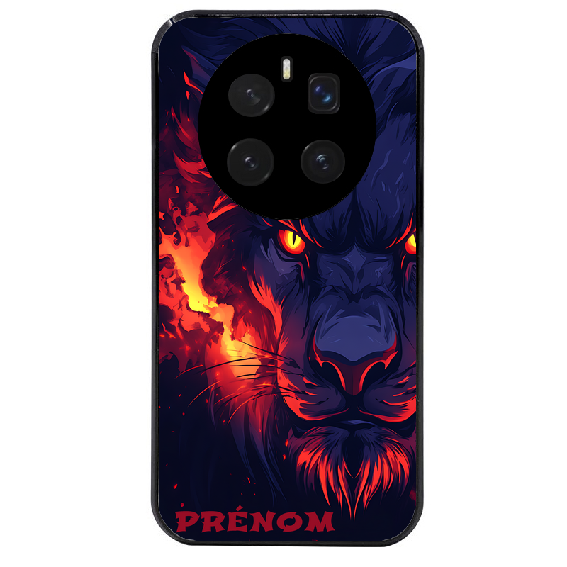 Coque noire taperso pour Magic 7 LITE et PRO avec motif lion anime protection antichoc personnalisée