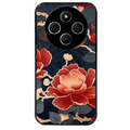 Coque noire taperso pour POCO C75 avec motif fleur japan protection antichoc personnalisée
