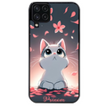 Coque noire taperso pour galaxy A22 A32 A52 A52S 4G 5G  avec motif chat anime avec votre prenom protection antichoc personnalisée