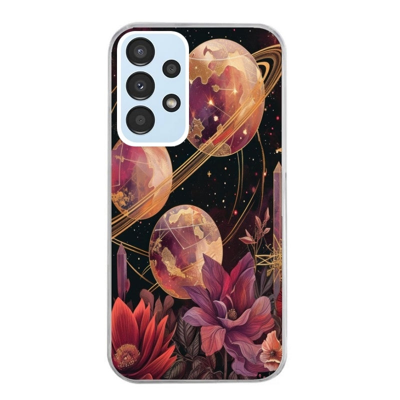 Coque taperso pour Galaxy A13 4G et 5G A23 A53 avec motif astro et fleurs protection antichoc personnalisée