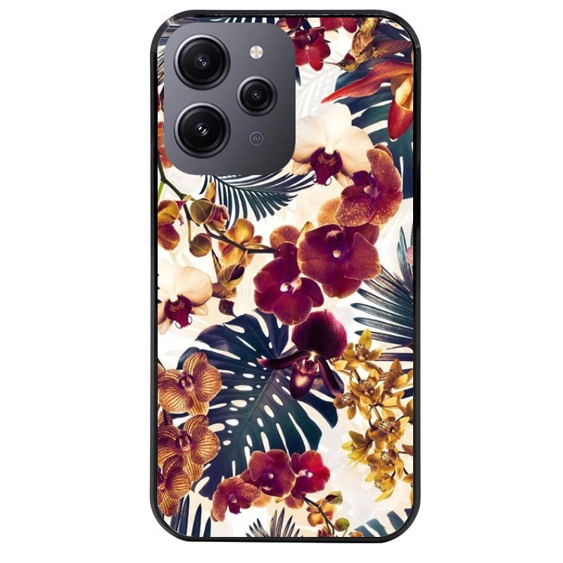 Coque noire taperso pour Redmi 12 4G et 5G avec motif jungle couleurs d'automne protection antichoc personnalisée