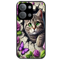 Coque noire taperso pour POCO C85 avec motif chat papillon 3 protection antichoc personnalisée