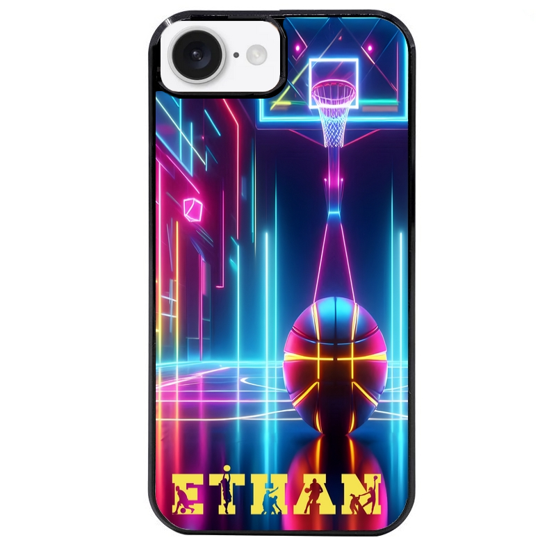 Coque noire taperso pour Iphone 16 16E PLUS MAX PRO avec motif basket electro personnalisee protection antichoc personnalisée