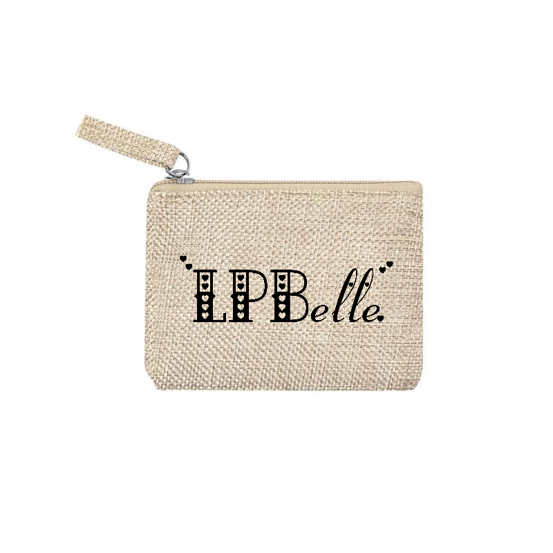Pochette personnalisée LPBelle et cœur en jute et doré en jute et doré