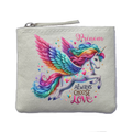 Porte monnaie personnalisé licorne love ivoire en feutrine en feutrine ivoire