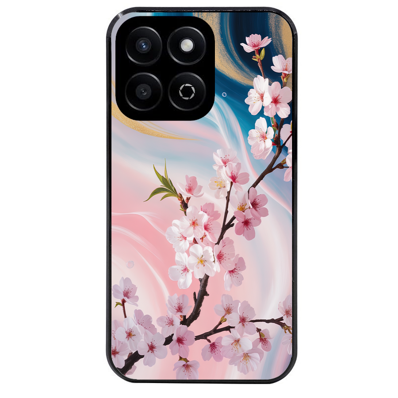 Coque noire taperso pour Honor 70 LITE 90 et LITE avec motif marbre fleur cerisier protection antichoc personnalisée