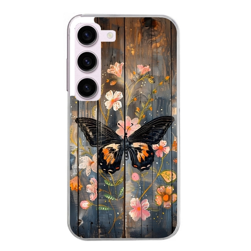 Coque taperso pour Galaxy A13 4G et 5G A23 A53 avec motif bois et papillon 2 protection antichoc personnalisée