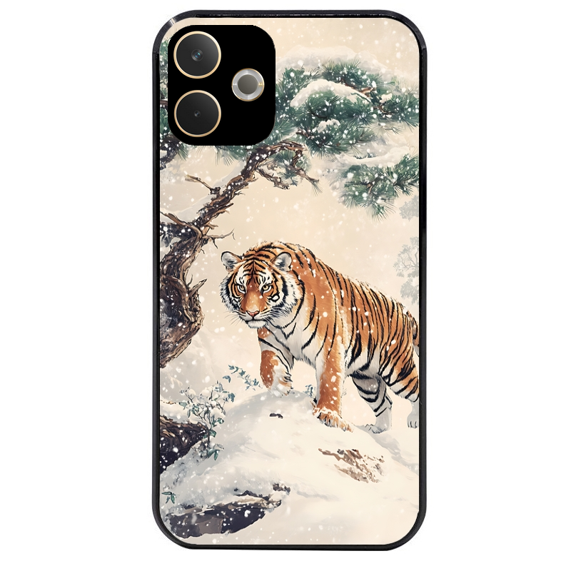 Coque noire taperso pour OPPO A5 PRO 4G et 5G avec motif tigre bonzai protection antichoc personnalisée