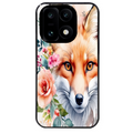 Coque noire taperso pour OnePlus 15 avec motif renard fox et fleurs protection antichoc personnalisée