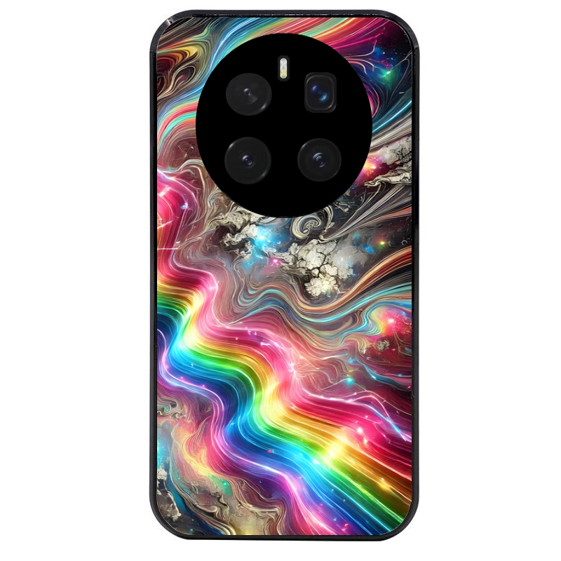 Coque noire taperso pour Magic 7 LITE et PRO avec motif marbre arc en ciel protection antichoc personnalisée