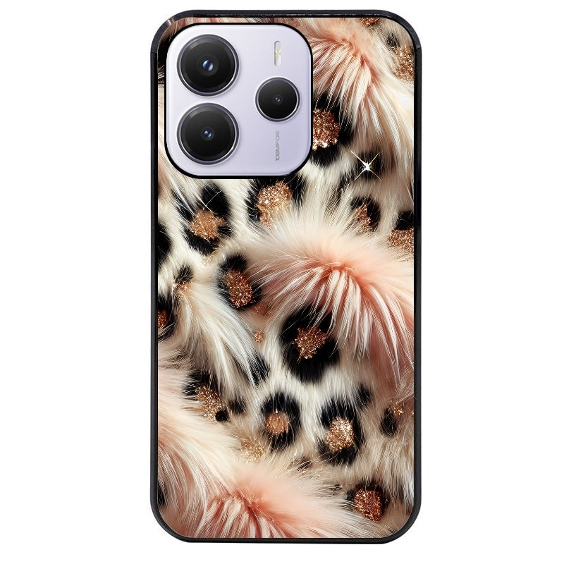 Coque noire taperso pour Redmi Note 14 et PRO PLUS 4G 5G avec motif effet fourrure leopard 1 protection antichoc personnalisée