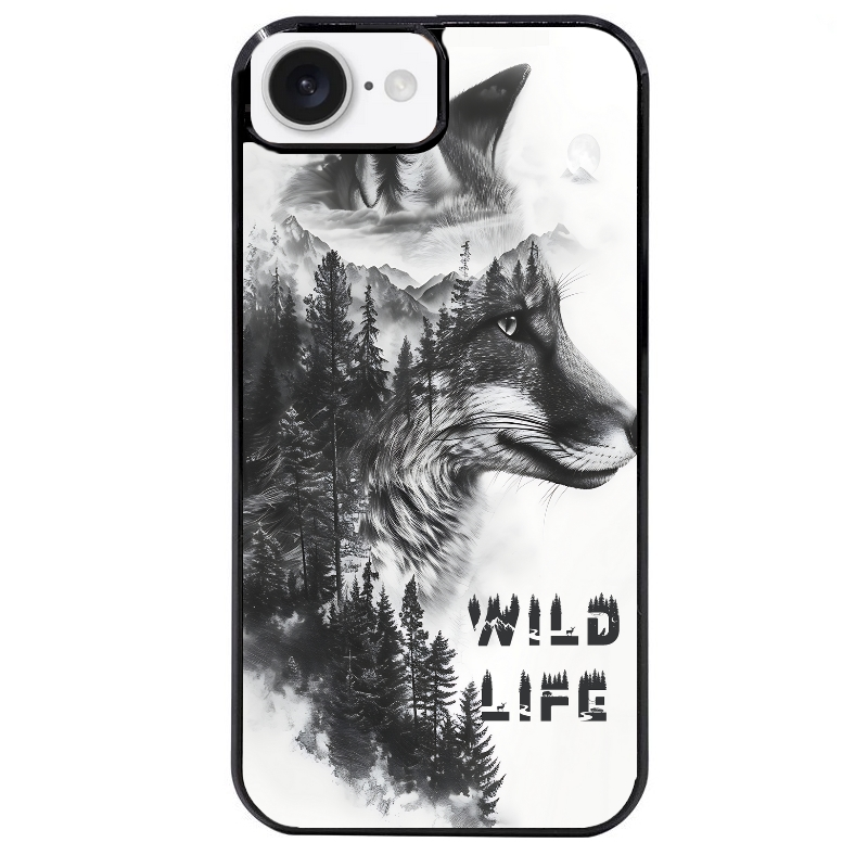 Coque noire taperso pour Iphone 16 16E PLUS MAX PRO avec motif renard fox wild protection antichoc personnalisée