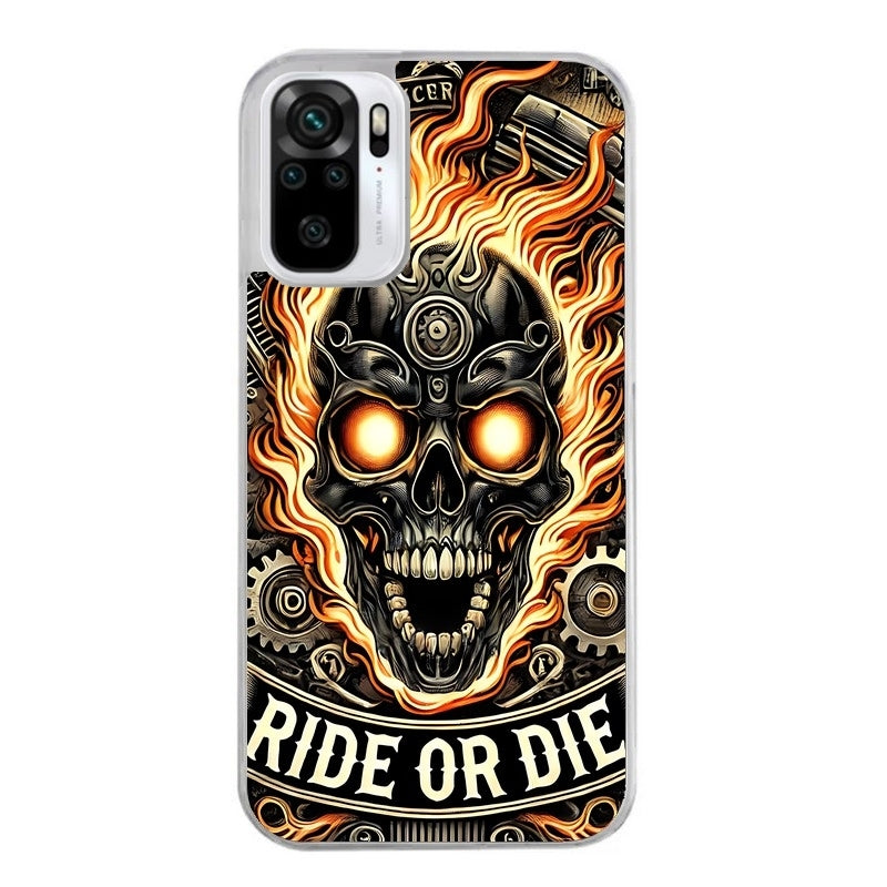 Coque taperso pour Redmi Note 10 4G 5G PRO 10S avec motif tete de mort flamme protection antichoc personnalisée