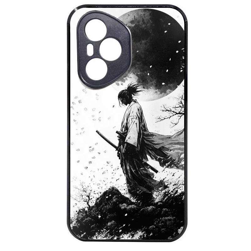 Coque noire taperso pour Honor 400 et Lite Pro Smart avec motif samourai et lune protection antichoc personnalisée