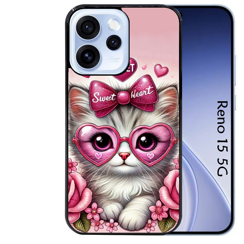 Coque noire taperso pour OPPO Reno 15 et F FS 5G avec motif chat lunettes protection antichoc personnalisée