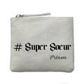 Porte monnaie personnalisé soeur super ivoire en feutrine en feutrine ivoire
