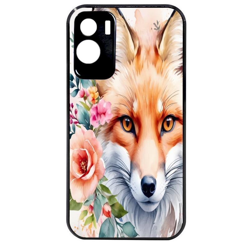 Coque noire taperso pour Honor 70 LITE 90 et LITE avec motif renard fox et fleurs protection antichoc personnalisée