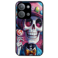 Coque noire taperso pour POCO C85 avec motif tete de mort tag protection antichoc personnalisée