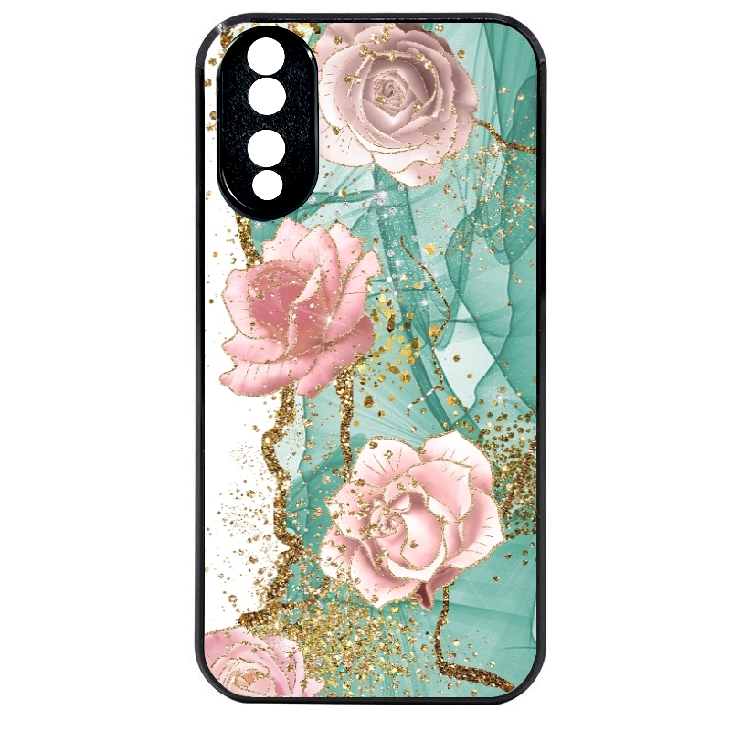 Coque noire taperso pour Honor 70 LITE 90 et LITE avec motif marbre fleur turquoise protection antichoc personnalisée